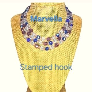Vtg MARVELLA CRYSTAL Necklace SIGNED